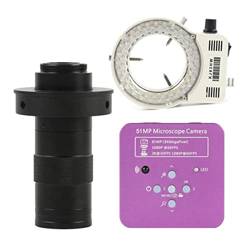 Microscopes Equipment 51MP 2K Industrial Zoom Digital Microscope Lens(with 130X Lens Light)