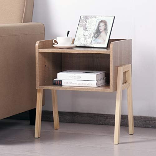 Sandinrayli 1-Pack Modern Nightstand Wooden Stackable Bedside Table with Open Front Compartment for Storage