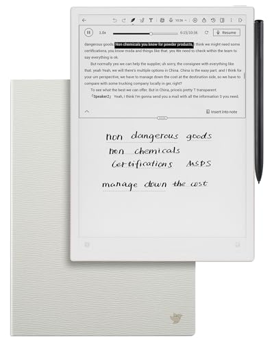 Image of iflytek AINOTE 2 Bundle with Grey Sandy Folio Case, 10.65 inch E-Ink Tablet, AI Note Taking Digital Notebook for Meeting, Voice-to-Text, 18-Language Transcription, Handwritten-to-Text, Ultra-Thin 4.2mm.