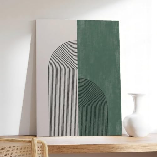 Impression géométrique médiévale bohème verte pour mur vide salon - 7