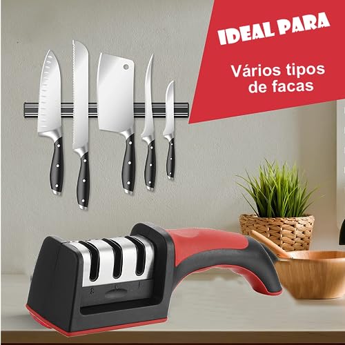 Afiador Amolador Manual de Facas Diamantado Vermelho CBRN15597 Commerce Brasil
