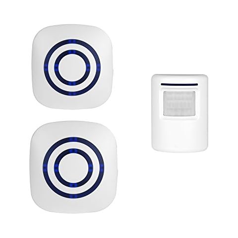 Wireless Home Security Driveway Alarm, Enegg Entry Alert, Visitor Door Bell Chime with 2 Plug-in Receiver and 1 PIR Motion Sensor Detector Alert System, Quality Sound and LED, 38 Melodies Cover