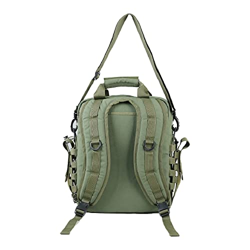 Image of OLIVE PLANET'S Unisex Army Laptop Backpack for Soldiers | 3-Way Carry Bag | Handbag | Sling Bag | Messenger Bag | 15-Inch Laptop Bag | Nylon Bags | Olive Green | 15 Inch