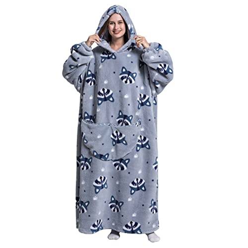 ANGGREK Bata Manta Polar Mujer Oversize Sudadera Manta con Capucha Invierno Franela Batamanta con Gran Bolsillo, Cálida y Cómoda, para Adultos y Adolescentes Cover