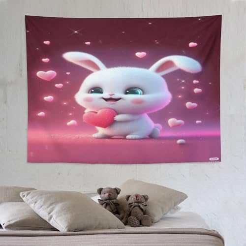 Tapisserie murale lapin tissu grand format pour cacher les défauts