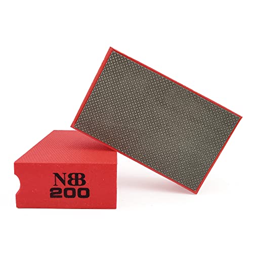 NBB Almohadilla diamantada para lijar y pulir, Bloques Diamante de Lijado/Pulido, Almohadillas a Mano de Diamante con Respaldo de Espuma para moliendar Granito, mármol,Piedra,Vidrio,cerámica(1, 200#)