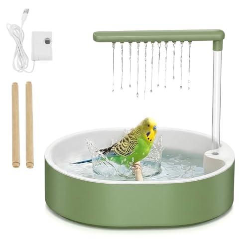 LIRONGTAGE Automatic Parrot Bathtub Bird Bath with 26 Water Outlets Automatic Water Circulation Bird Shower Bath USB Powered Birds Shower Bathing Tub for Parakeet Cockatiel Parrot & Small Birds