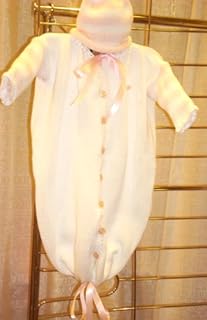 Knitted Natural Chenille New Born Girls Baby Bunting Hat Set with Pink Chenille