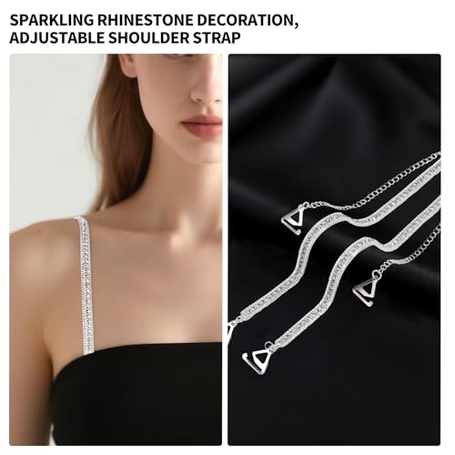 2pcs Rhinestone Bra Straps, Adjustable Decorative Bra Straps Sparkling Underwear Shoulder Chain for Women Wedding Dress4