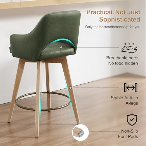 Image of Zesthouse Swivel Counter Stools Set of 2, Wooden Counter Height Bar Stools