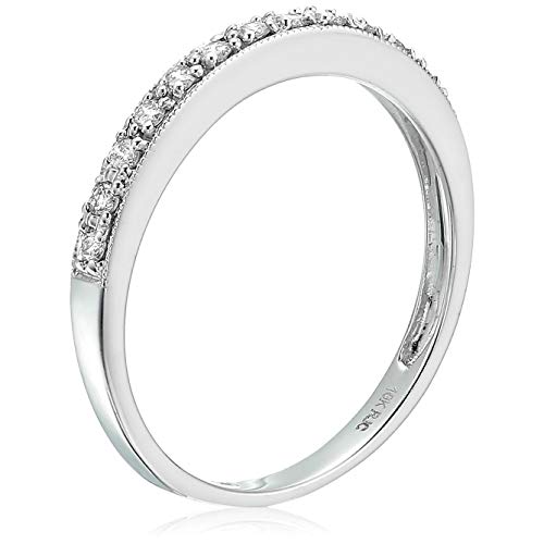 Vir Jewels 1/6 Carat (Ctw) Diamond Wedding Anniversary Band For Women, Half Eternity Petite Round Diamond Engagement Ring 10K White Gold Prong Set With Milgrain 0.16 Cttw, Size 6.5 #TOP1