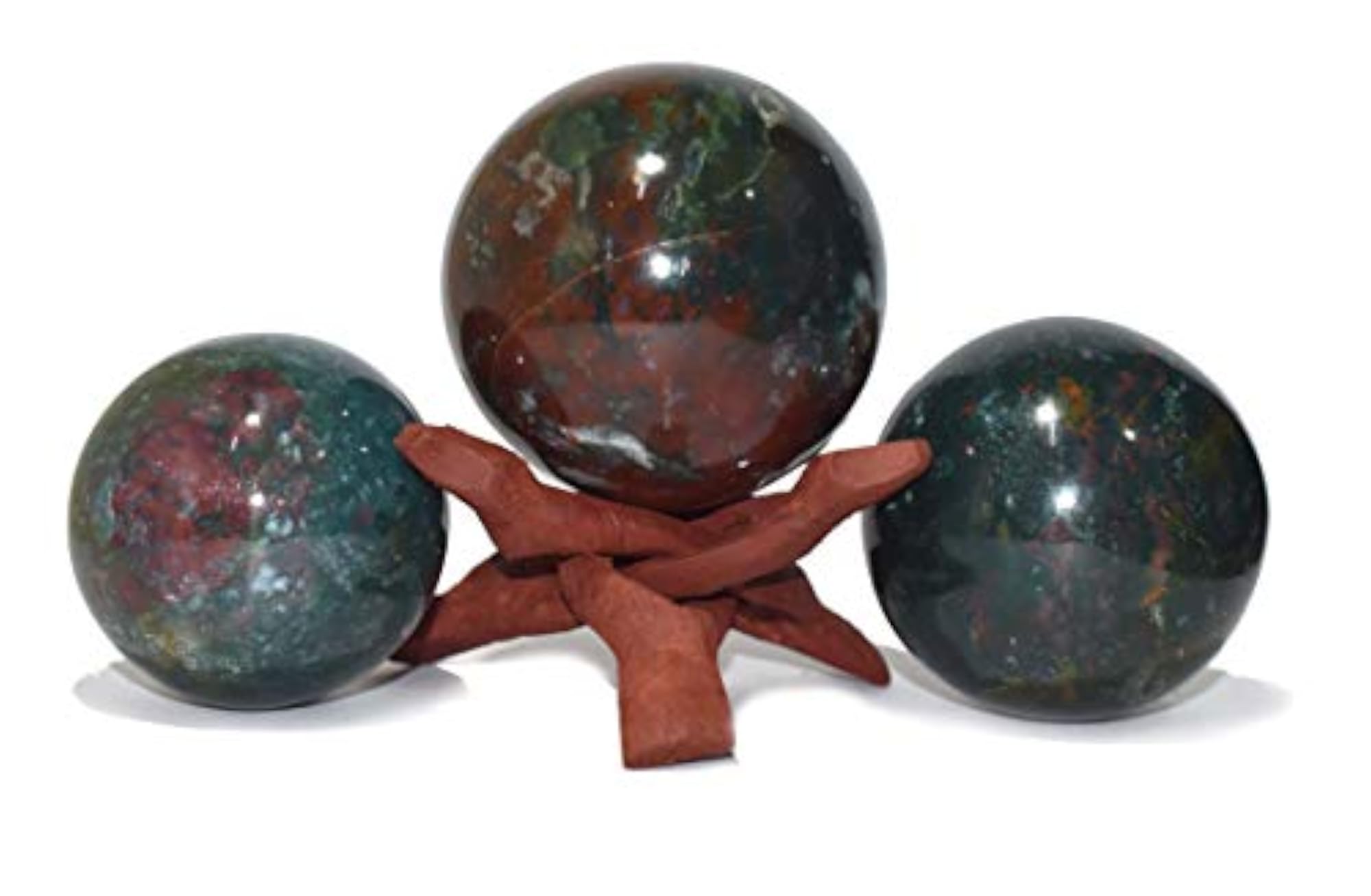 Bloodstone Natural Healing Crystal Ball with Stand, Size 1.5-2 Inch