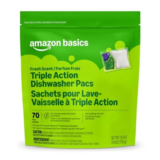 Amazon Brand - Presto! Triple Action Dishwasher Pacs, Fresh Scent, 70 Count