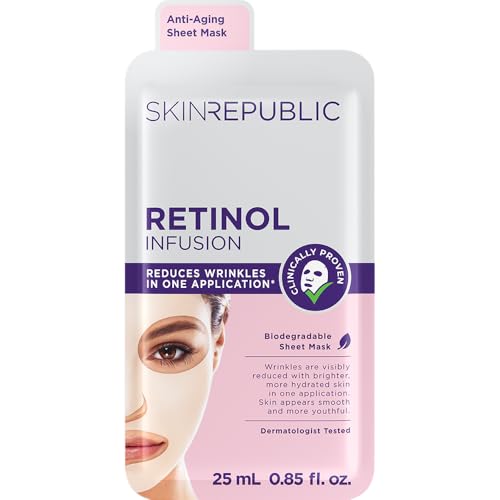 Skin Republic Retinol Infusion Anti-Aging Face Mask | Smooths Skin, Brightens Dark Spots | Reduces Appearance of Fine Lines | Made in Korea (Pack of 1)