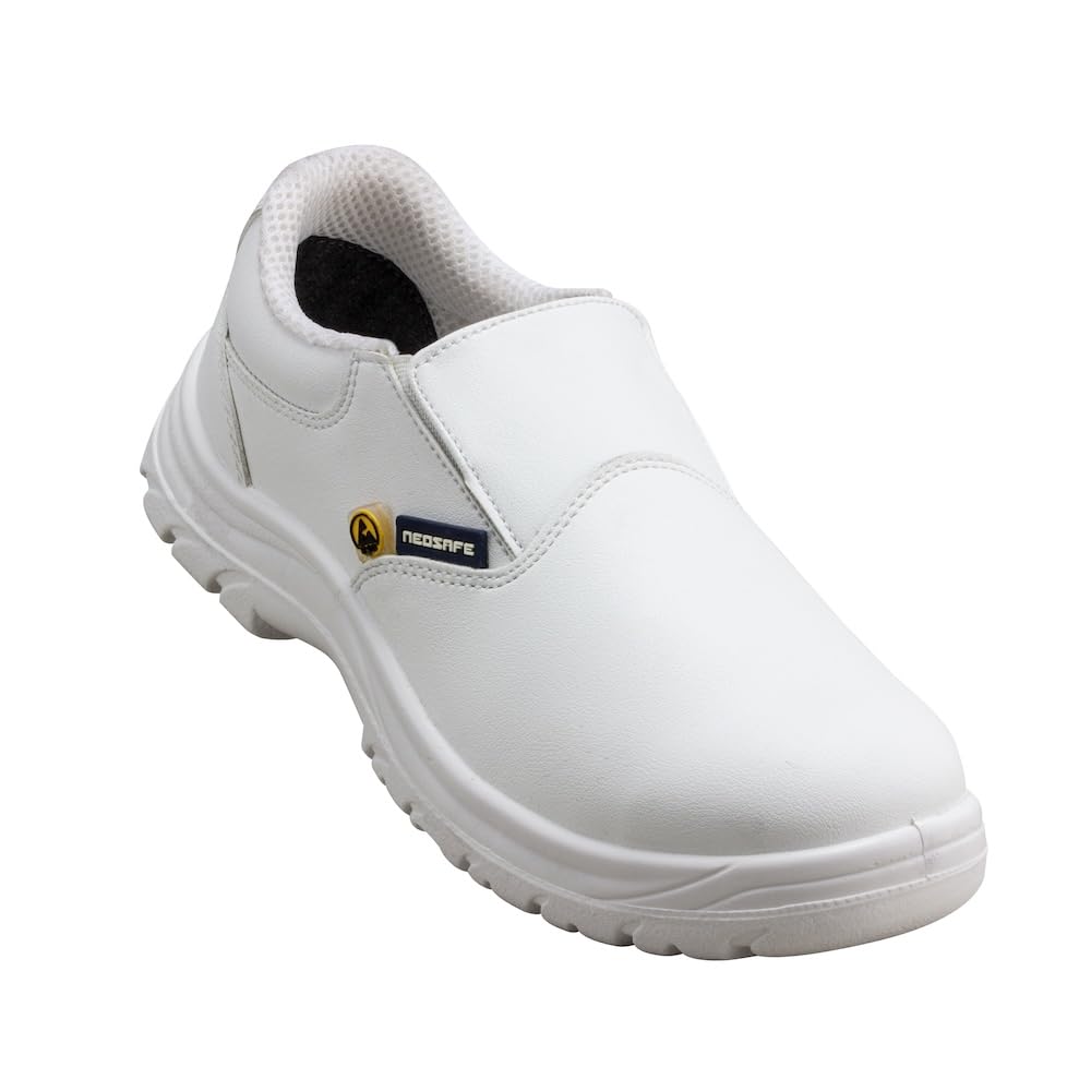 neosafe ESD Safety Shoes with Fibre-Toe, Washable and Best Suitable for Food Workshop, Pharmaceutical Industry and OT, Animal Free Microfibre Upper, White-picture-40