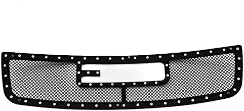 ZMAUTOPARTS Upper Rivet Stainless Steel Mesh Grille [Logo Show] Compatible with 2003-2007 GMC Sierra 1500 2500 HD 3500