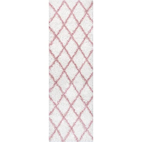 Nuloom Tess Moroccan Shag Runner Rug, 2' 8" X 8', Pink #TOP1