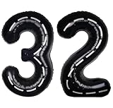 Race Car 40Inch Black 32 Balloon Number Large Helium Race Track 0-9 Giant Digital 32nd Foil Mylar Big Party Number Balloons for Boy Birthday Car Theme Party Anniversary Graduation Decorations