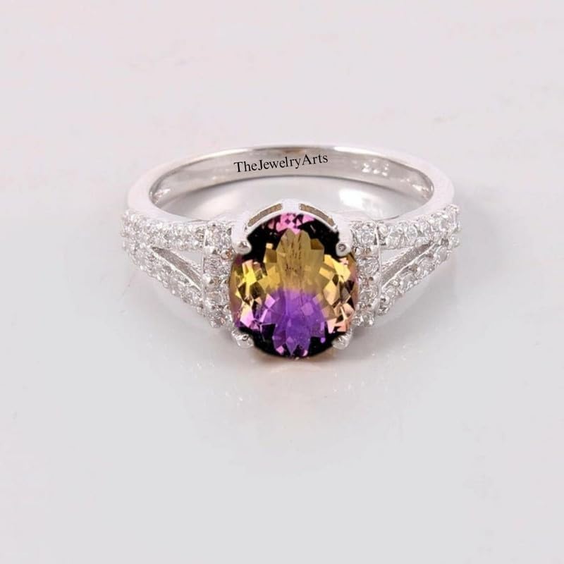 Ametrine Ring – Handmade 925 Solid Sterling Silver Engagement Ring Unique Bi-Color Gemstone Jewelry Traditional Gift for Her