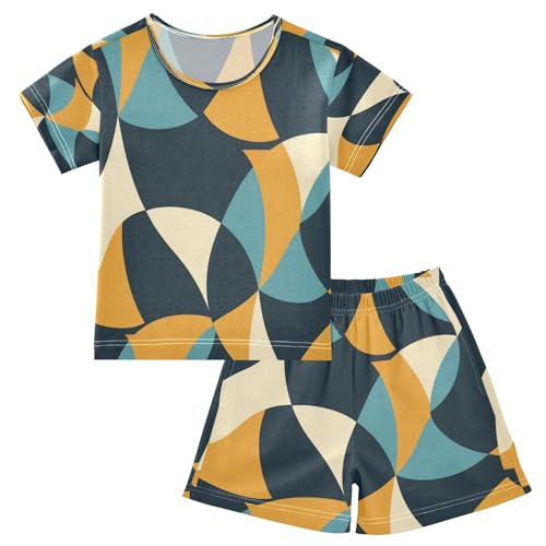 Abstract Color Kids Pjs Set Boys Girls Summer Short-Sleeve Sleepwear Pajamas 2PCS