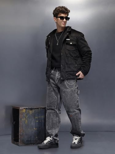 Image of WROGN Men's Corduroy Jacket | Zip & Snap Button | Oversized Fit