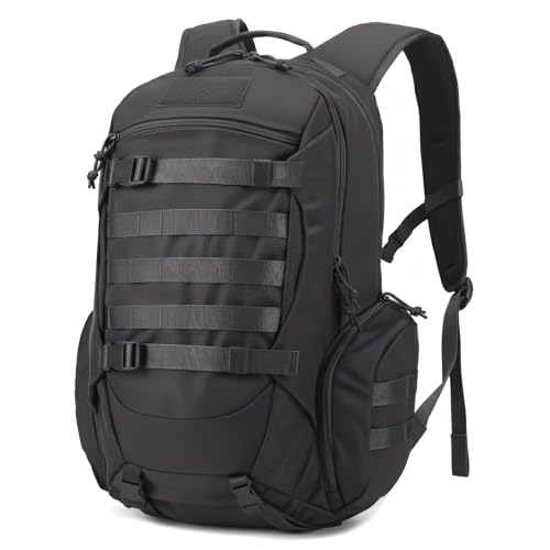 Fortune Edge 35L Tactical Backpack for Men, MOLLE Military Bug Out Bag, Waterproof Rucksack for Hiking with Hydration Port Black
