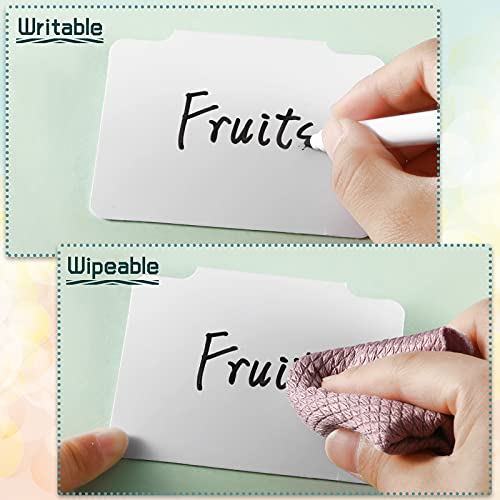 White Label Holders Basket Labels Clip Removable Bin Clips Labels with Chalk Markers for Kitchen Classroom Pantry Storage Bin Basket Box Hanging Bin Clip Label (18)