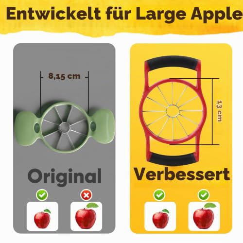 Foto von Newness 5.12 - Zoll großer Apfelschneider, 12 dünne Scheiben ganz durchschneiden, HEAVY - DUTY Edelstahl Apfelentkerner & Hobel für Obst und Gemüse - spülmaschinenfest