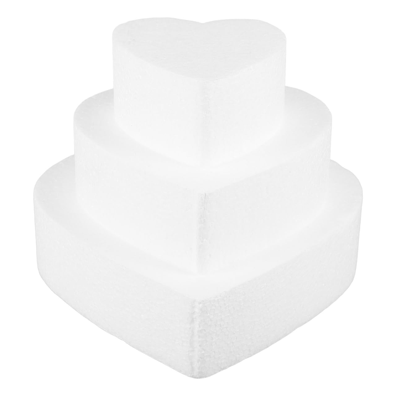 Veemoon Heart Shaped Foam Cake Models 3Pcs 4/6/8 Inch Faux Cake Bases for Fondant and Frosting Decoration Training