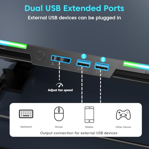 Image of Sounce Snowstorm Pro Laptop Cooling Pad | 6 High-Speed Fans | 7 RGB Modes | Adjustable Height | Quiet 1800-2400 RPM Operation | Dual USB Ports | Fits Laptops up to 17.3 Inches