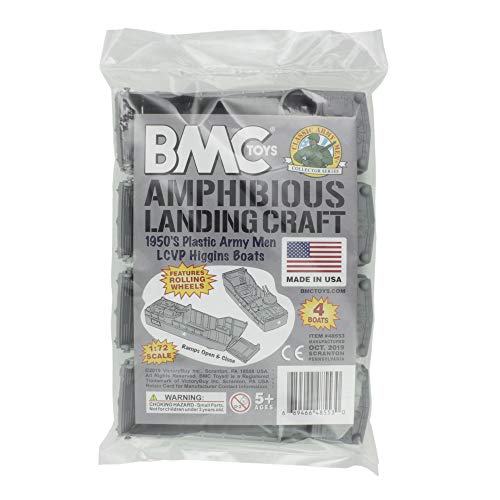 Bmc Classic Marx Landing Craft - 4Pc Gray Plastic Army Men Boat Vehicles #TOP4