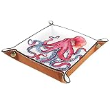 Mide 16 x 16 cm/20,5 x 20,5 cm, abotonada, esta bandeja de piel sintética es capaz de guardar artículos de uso diario mientras no ocupa demasiado espacio, ideal para poner en casa o en la oficina, en el escritorio, armario de zapatos, mesa de sala de estar, encimera, mesita de noche, aparadores, etc.