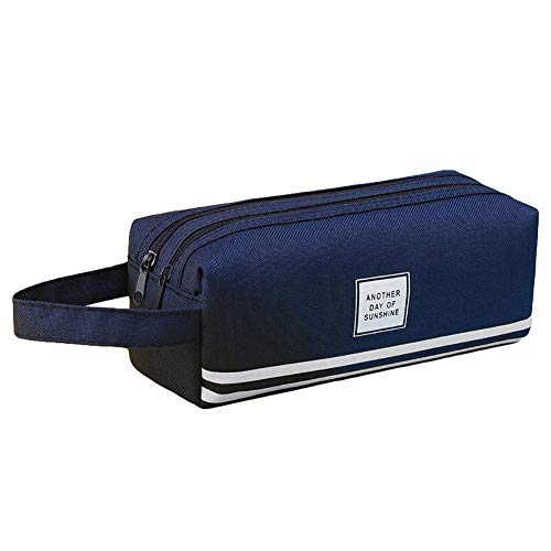 Preisvergleich Produktbild alsu3luy02Ld, Reise-Kulturbeutel, doppelschichtig, Leinen, Reißverschluss, Stifttasche, Schule, Schreibwaren, Aufbewahrungstasche, Grün, Marineblau (Blau) - alsu3luy02Ld_Travel Toiletry Bag