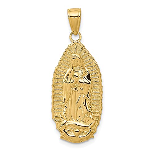 ICE CARATS 14k Yellow Gold Our Lady of Guadalupe Pendant #TOP30