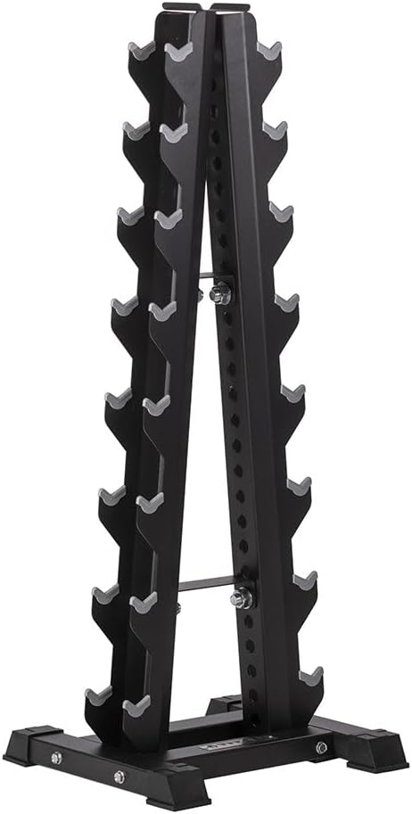 Titan Fitness 8 Pair Vertical Dumbbell Rack, A-Frame Configuration, Fits 16 Dumbbells Up to 50 LB Each, Protective Bumper Cradles, 600 LB Total Capacity, Home Gym Accessories