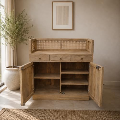 Image of The Attic Mehfil Bar Cabinet, Natural Finish