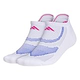 adidas Superlite Performance Tabbed No Show Running Socks with Achilles Protection (2-Pair), White/Lucid Blue/Lucid Fuchsia Pink, Medium