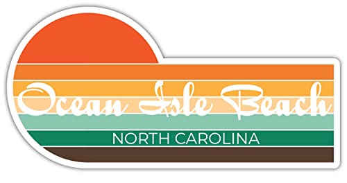 Ocean Isle Beach North Carolina 4 x 2.25 Inch Sticker Retro Vintage Sunset City 70s Aesthetic Design