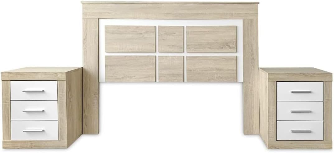 Cabecero de Matrimonio Kiara con 2 Mesitas de Noche - Elegante y Moderno Conjunto para Dormitorio