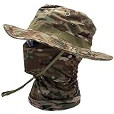 Fishing Hat Boonie Hat Camo Balaclava Neck Glasses Set for Outdoor Sport Unisex (MC)