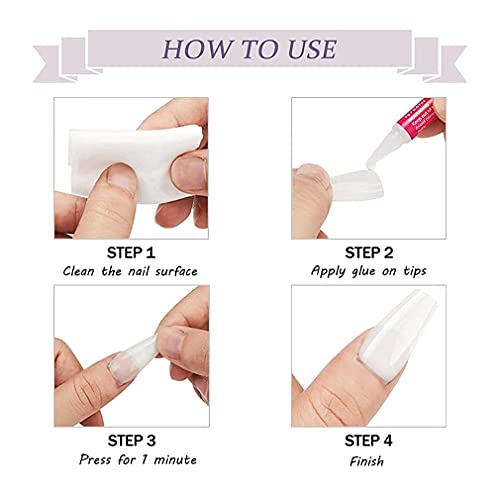 Babalal French Press On Nails Medium Square Full Cover False Tips Blue False Nails Glossy Stick On Nails With Glue For Women And Girls #TOP4