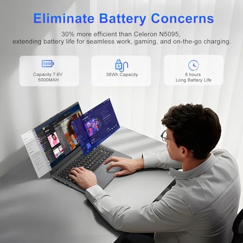 Image of 2026 Laptop, Pentium Gold 6500Y Processor(Up to 3.4GHz),12GB RAM 128GB SSD,14 Inch FHD IPS Display, 5000mAh Battery,Type-C,Portable Laptops Computer for Business Office Home