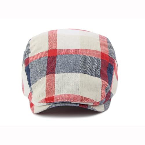 Image of Men's Plaid Striped Newsboy Ivy Flat Driving Golf Cap