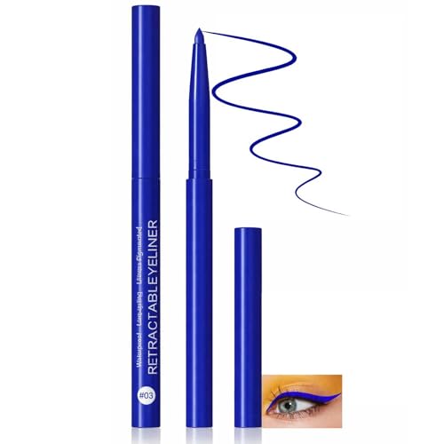 Image of Electric Blue Waterproof Eyeliner Pencil, Long-Lasting Smudge-Proof Gel Formula For Precise Lines And Bold Looks - Ultra-Pigmented Retractable Eye Liner With Twist-Up Tip