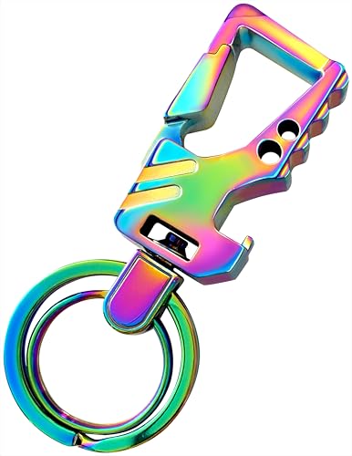 GABOX Llavero EDC llavero llavero abrebotellas, llaves de coche, llavero táctico con clip Llaveros de hombre Porte-Clés para hombres y mujeres, color, Multi, Large