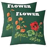 Homemissing Juego de 2 fundas de cojín con estampado floral botánico de 45 x 45 cm, para sofá, silla, niños, niñas, adolescentes, patrón de flores, fundas de almohada con diseño de plantas, fundas de