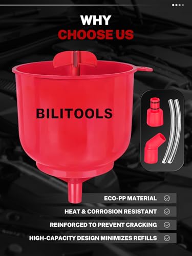Image of BILITOOLS Coolant Funnel Kit, Automotive Radiator Coolant Filling Tool | No-Spill Universal Radiator Cooling System Bleeding Burping Tool Kit with Vent Tube