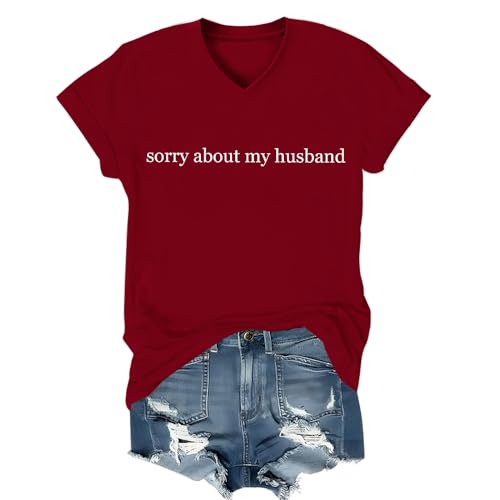 TOYFAST Sorry About My Husband Shirt V Neck Sorry About My Husband T-Shirt Unisex