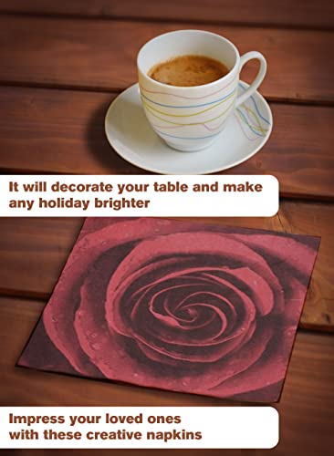 Set Of 20 Individual Decoupage Shabby Chic Paper Party Napkins Red Rose Watercolor Decor Luncheon Napkin For A Birthday Holiday, Wedding, Cocktail Party #TOP3