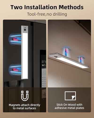 Image of EZVALO 3-Pack 16.5inch Under Cabinet Lighting with Remote, 4000mAh Rechargeable Motion Sensor Lights, Magnetic Dimmable Closet Light, 3 Color Temps Wireless Lights for Kitchen, Pantry, Stair